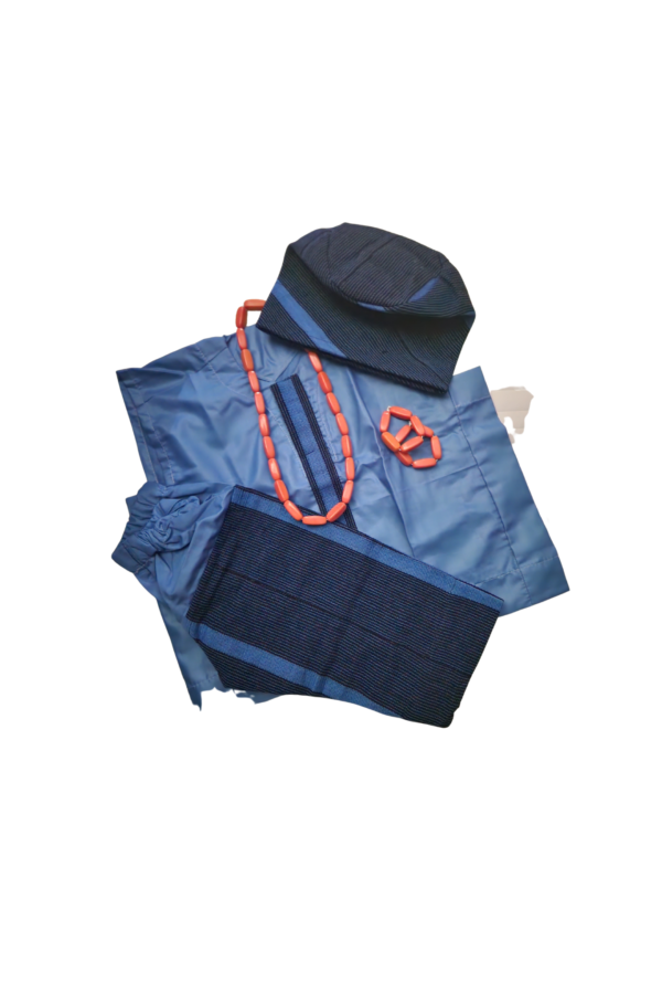 Blue combo aso oke danshiki for boys