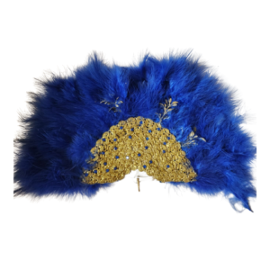 Blue feathered bridal fan