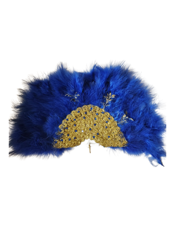 Blue feathered bridal fan