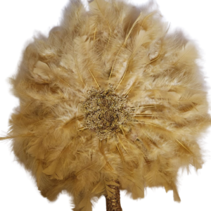 Gold feather bridal hand fan