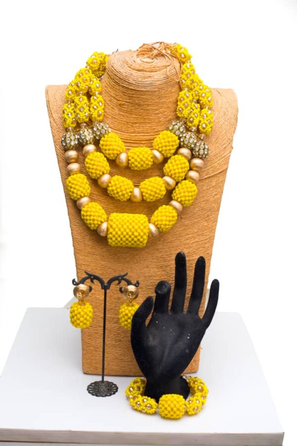 Adaugo yellow beaded set