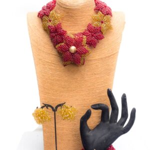 Adaeze wine and gold choker set