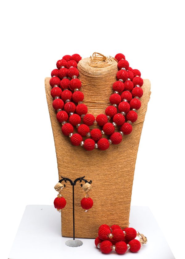 Aderonke Tomato red multi-layered bead