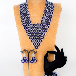 Adesewa multi-layered blue and white bead.